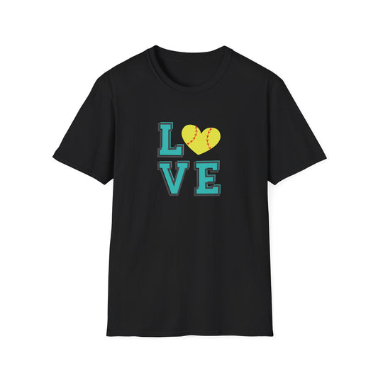 Softball Love Heart T-Shirt