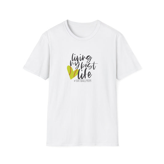 "Living My Best Life" Softball Mom T-Shirt